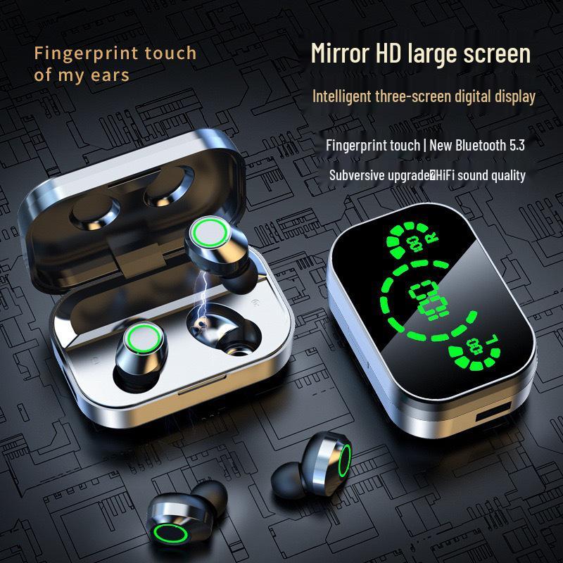 YD03 HD Mirror Digital Display Bluetooth Headset with Large Battery and Deep Bass