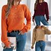 Women's Knitted Sweater - Solid Colour Lace-Up Lantern Sleeve Pullover Halloween Ladies' Top