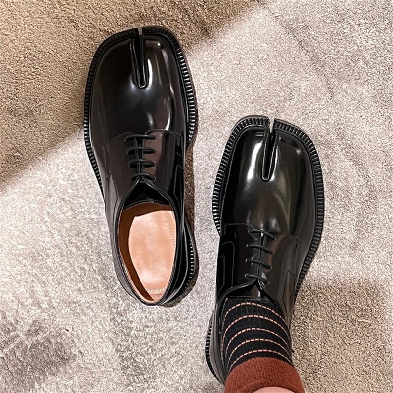 New Women Spring Split Toe Shoes Woman's Lace-Up Slip-On British Style Mary Janes Casual Shoes Lady Thick Bottom Chaussure Femme