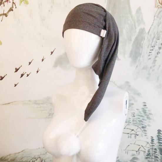 Unisex Night Sleeping Hat with Pom Ball Adjustable Solid Color Elastic Design