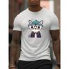 Милая футболка с принтом белого кота, футболки для мужчин, повседневная футболка с коротким рукавом на лето