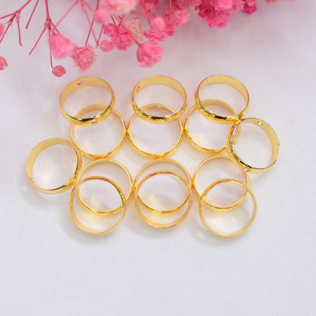 100pcs 18K Gold Bag, Color-Preserving Double-Hole Ferrule, Over-Wire Bag Ring, Beaded Color Bag, Bead Ring, Bead Frame Diy Beaded Accessories.