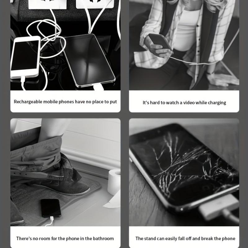 Настенный держатель для зарядки телефона — нескользящий, не требующий сверления кронштейн для хранения мобильных телефонов и пультов дистанционного управления у кровати