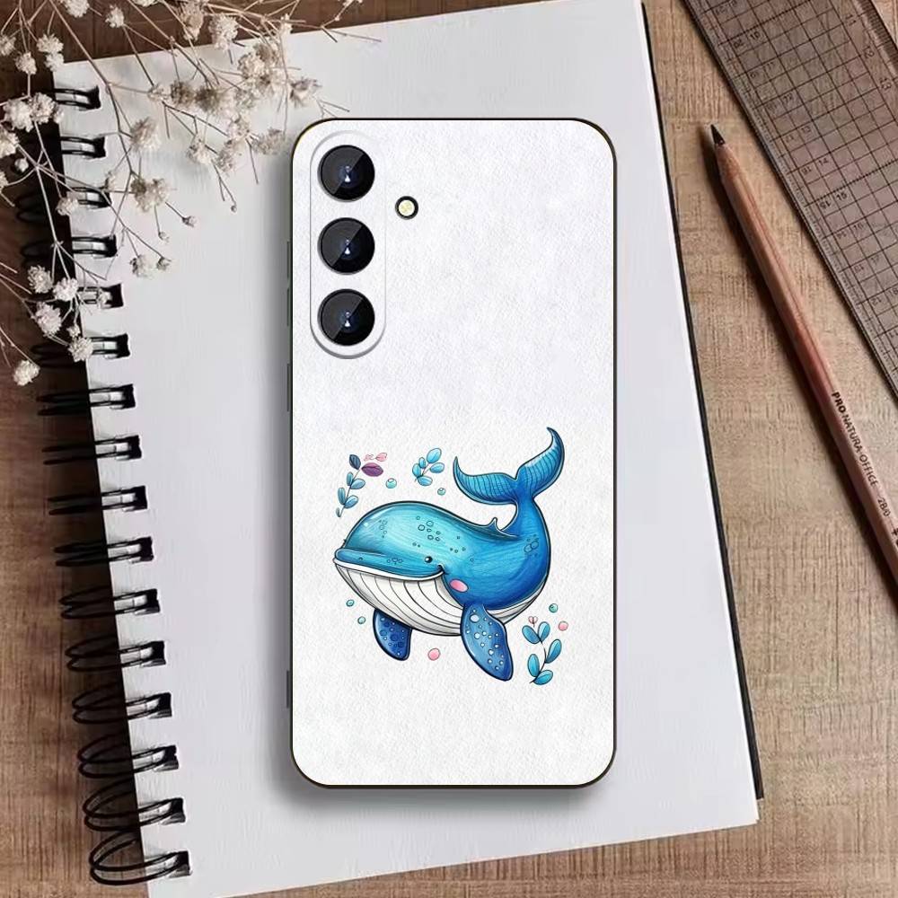 Чехол для телефона Whale Fall-Art для Samsung Galaxy A73, A21s, A22, A31, A52, A53, A71, A41, Мягкий черный корпус