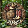 Винтажное Западное Металлическое Настенное Искусство Круглая Вывеска 'Welcome' Декор для Домашнего Бара Подарок