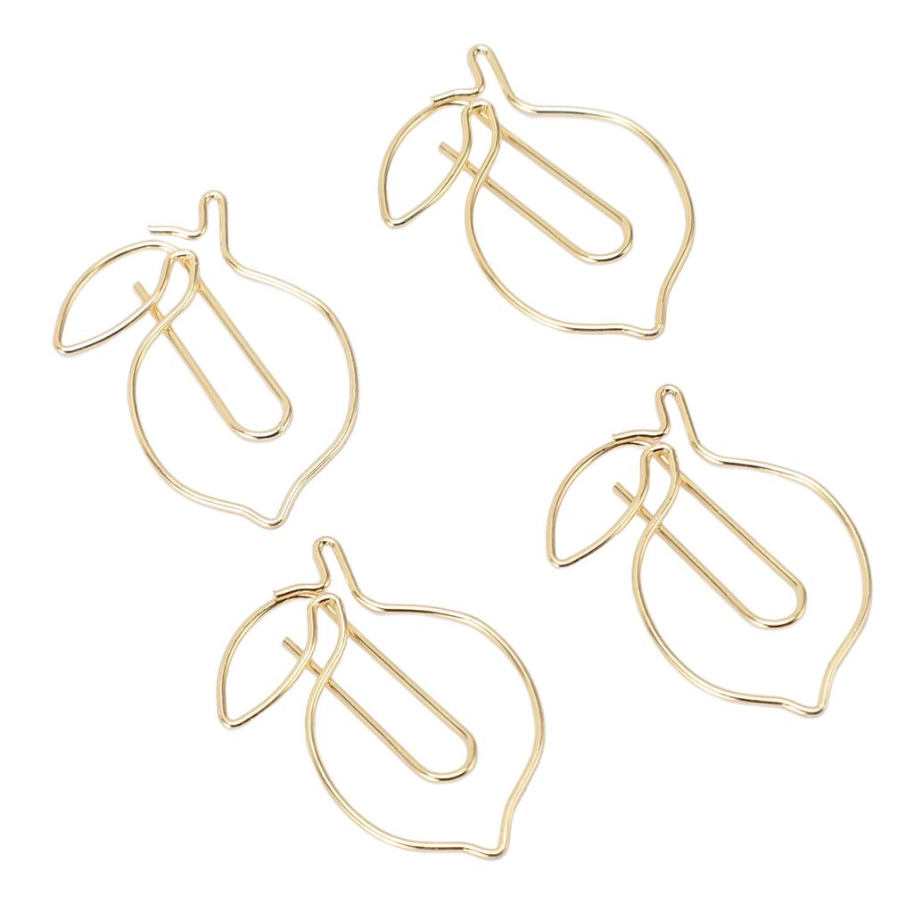 100 Pcs Paper Clip Gold Cute Lemon Shaped Bookmark Clips with Transparent Box for Office School Home Use