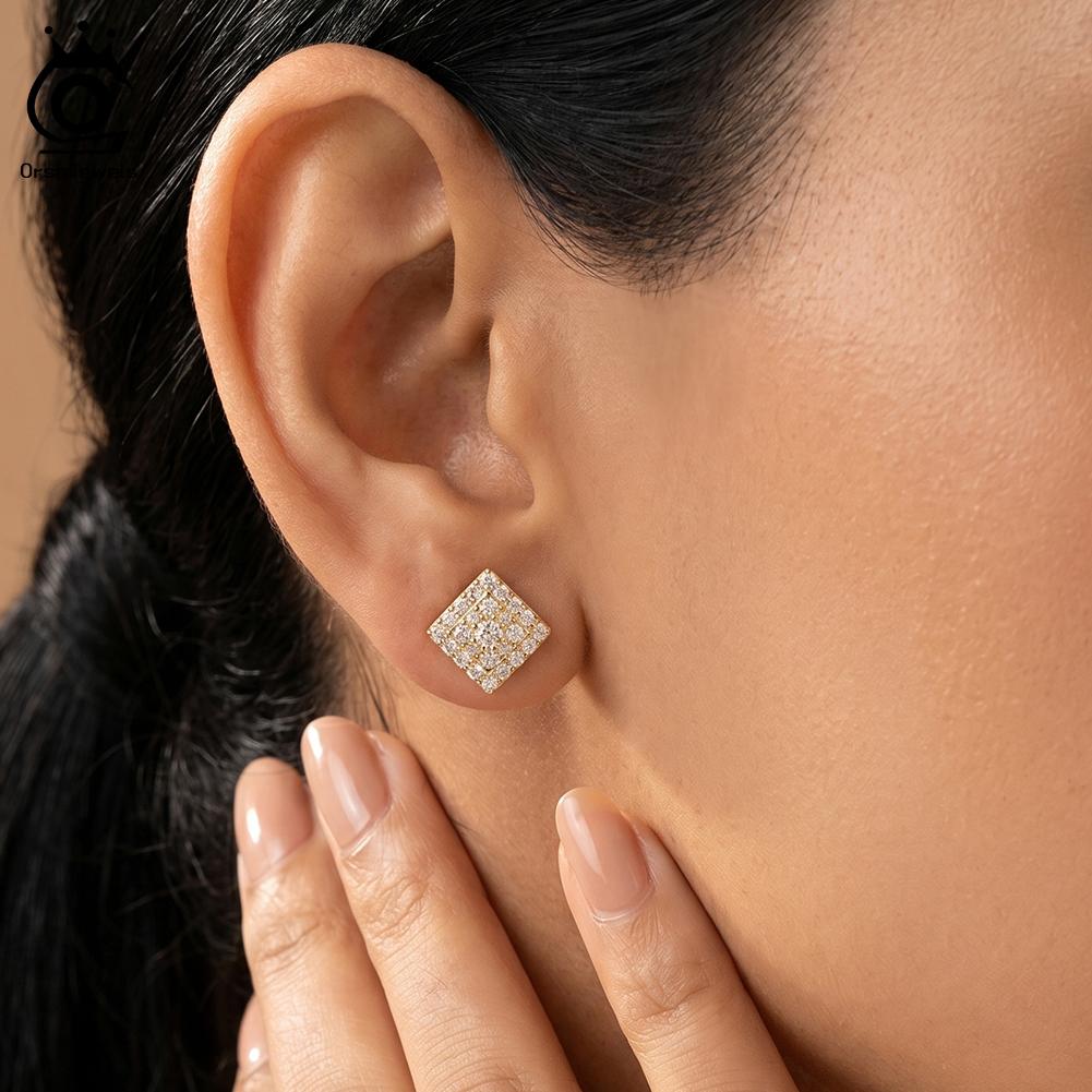 ORSA JEWELS Изумительные серьги из стерлингового серебра 925 пробы с муассанитом по всей поверхности для женщин, муассанит цвета D, свадебные украшения MOE25