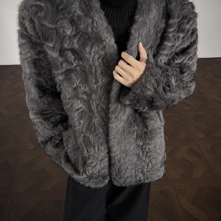 Мужская серая куртка из бархатного искусственного меха под норку с плюшевым хлопком, на меху, утолщенная для ощущения высокого качества