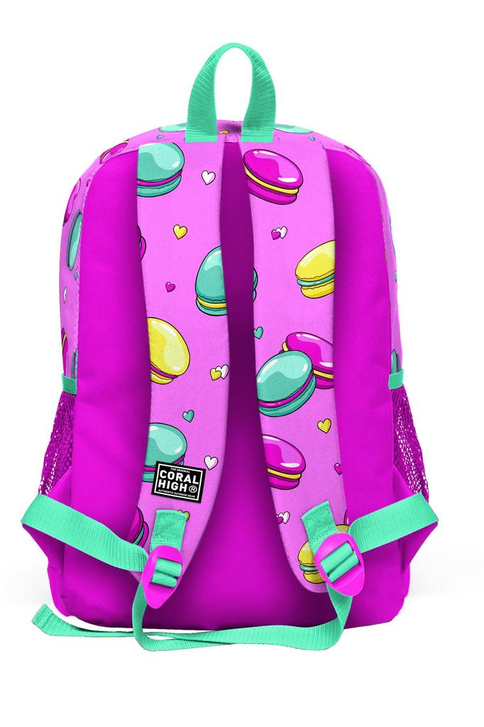 Coral High Kids Светло-розовый Водно-зеленый школьный рюкзак с четырьмя отделениями и узором Macaron 23462