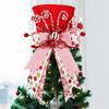 Christmas Tree Topper Hat Collapsible Top Formal Hat with Striped Ribbon