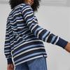 Puma Повседневная тренировочная футболка с длинным рукавом и круглым вырезом, унисекс, с полосатым дизайном в центре, синяя 624377-20