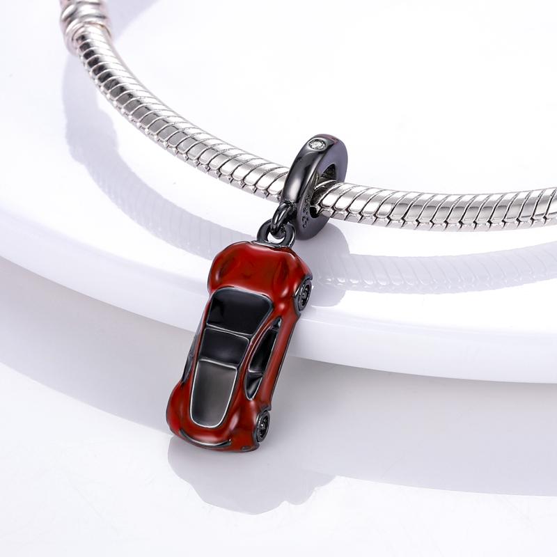 Red Color Series Charms Beads 925 Silver Blood Heart Love Car Strawberry Fruit Dangle Fit Bangle Bracelet DIY Jewelry