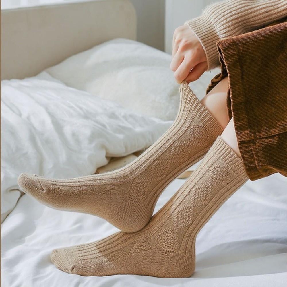 Утепленные гольфы до середины икры, термоноски женские, махровые носки, повседневные носки из имитации кашемира