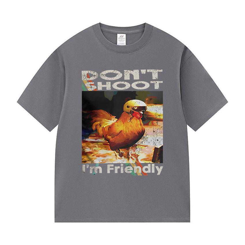 Gamer ARC Raiders Don't Shoot I M Friendly Chicken Funny Graphic T-Shirt Unisex Women Vintage Fashion Oversized 100% Cotton T Shirt
