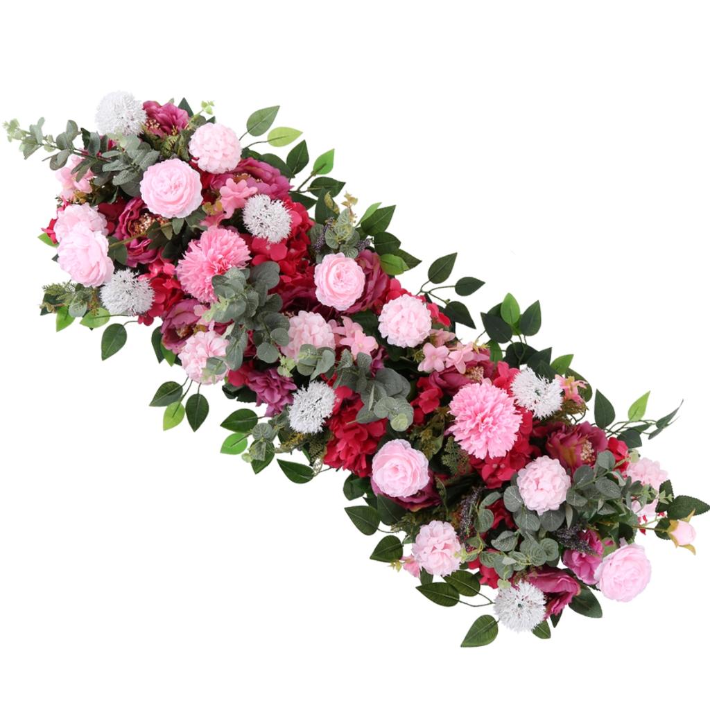 100cm Wedding Arch Flowers, Artificial Flowers Arrangement Swag, Silk Fake Peonies Rose Floral Row for Wedding Backdrop Decor DIY Party Ceremony