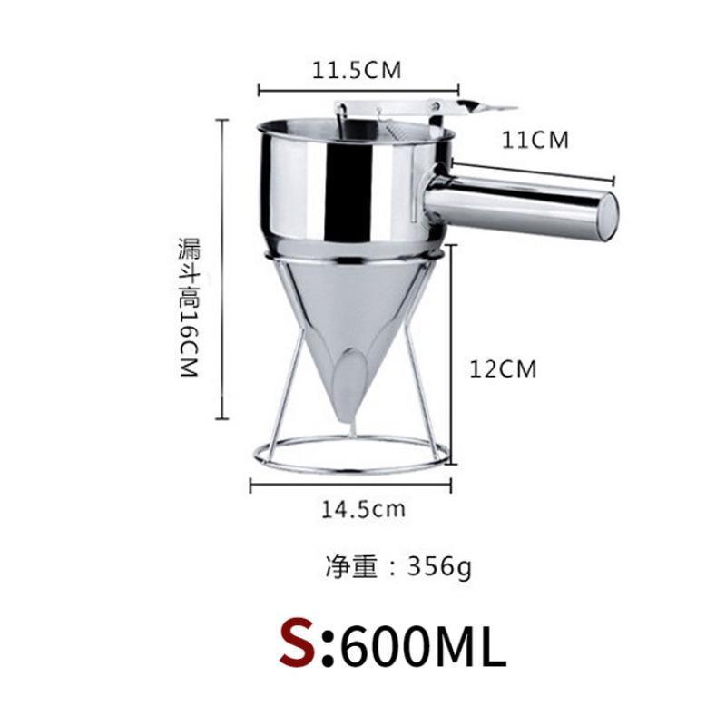 600/1200ML Oil Hopper with Bracket Stainless Steel Funnel Dispenser Cupcake Pancake Batter Octopus Fish Ball Kitchen Baking Tools