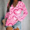 Women's Long Sleeved T-shirt V-neck Valentine's Day Print Casual And Comfortable Top