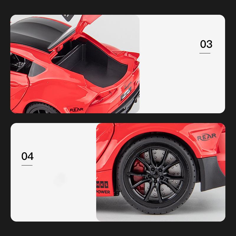 1/22 Toyota Supra GR LBWK Racing Car Toy Alloy Car Diecasts & Toy Vehicles Car Model Sound and Light Model Toys for Children