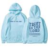 TRUST IN THE LORD Plus Size Повседневная толстовка с капюшоном Однотонный флисовый пуловер с длинными рукавами и буквенным принтом