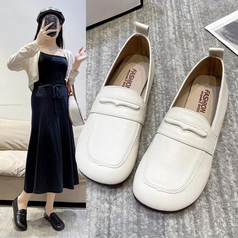Модная повседневная женская обувь, туфли-оксфорды с неглубоким носком, мягкие женские туфли, новые удобные кожаные мокасины