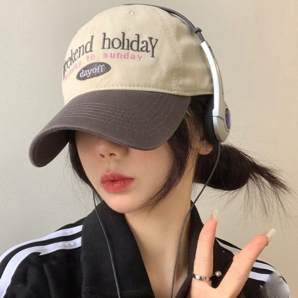 Cotton Embroidered Baseball Cap Korean Y2k Peaked Cap Retro Letter Baseball Hat Outdoor