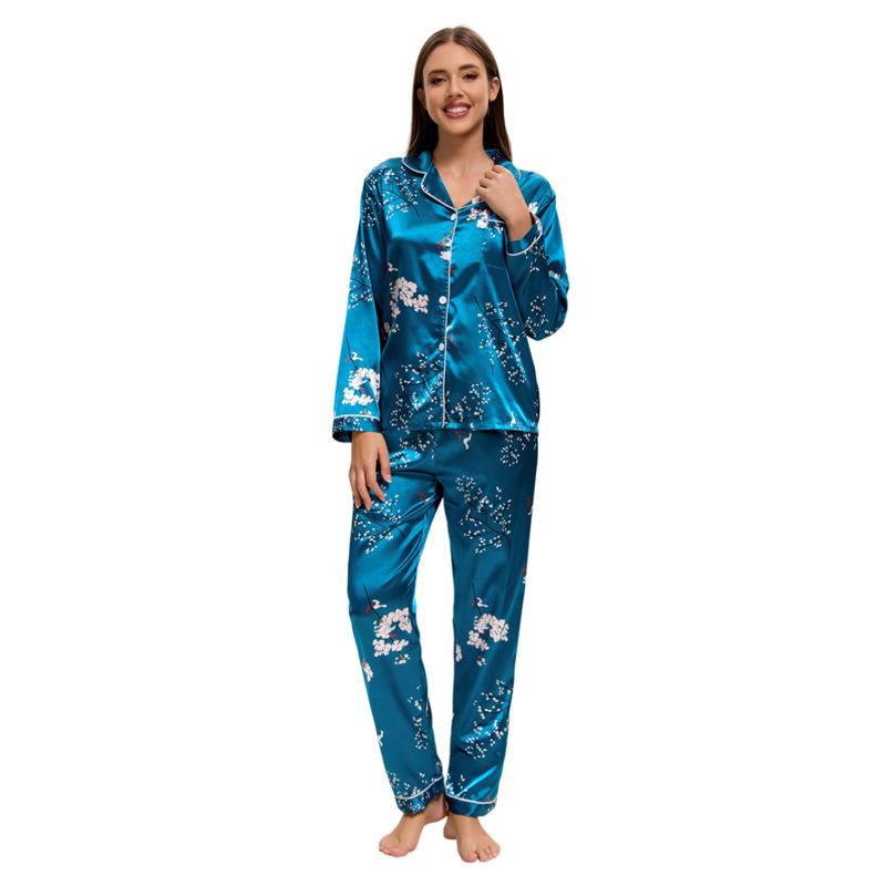 Домашняя одежда имитация шелковой пижамы женская пижама костюм большой размер для отдыха домашняя одежда