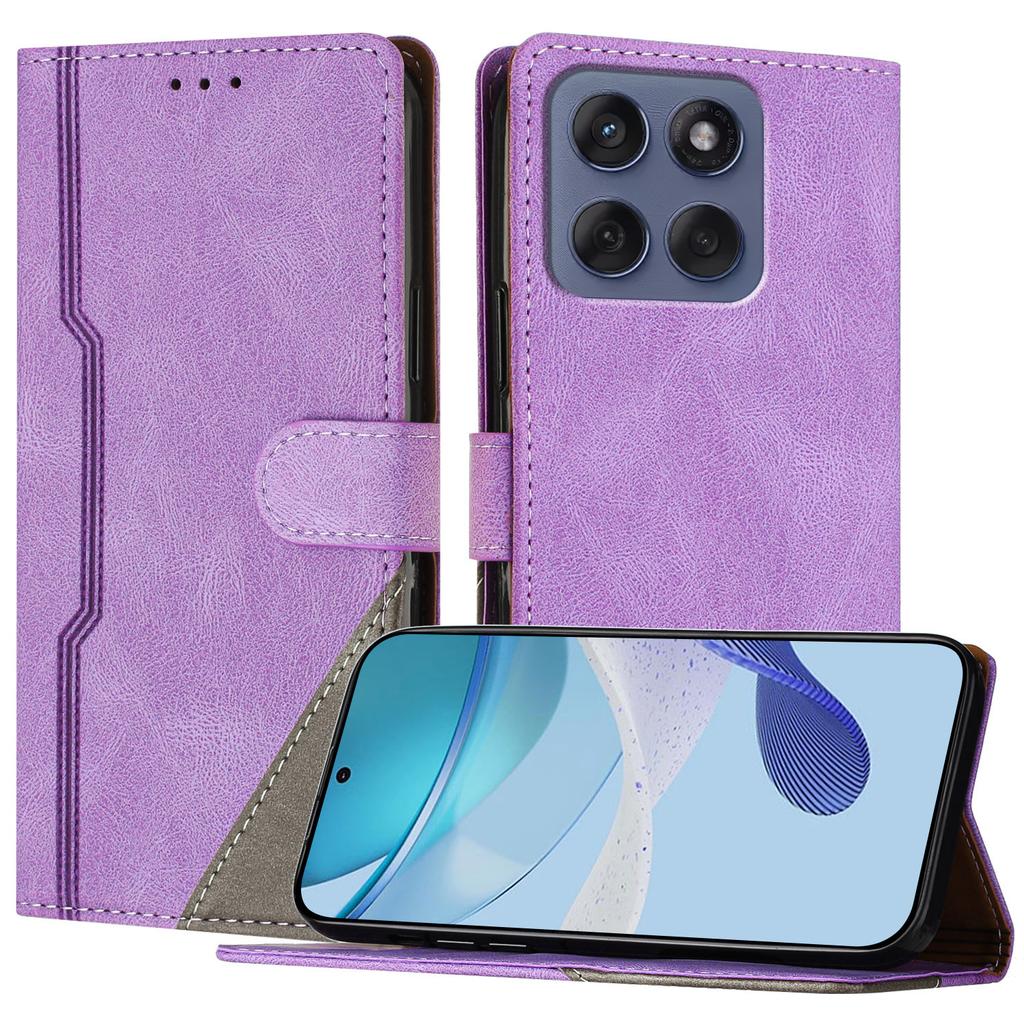 For Motorola Edge 60S Pro/Motorola Edge 60 Pro 5G Leather Case Triangle Patchwork Wallet Stand Shockproof Phone Cover