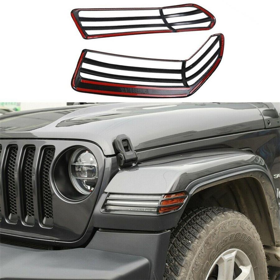 2 шт. Глянцевая черная накладка на фару переднего крыла для Jeep Wrangler Jl 2018+