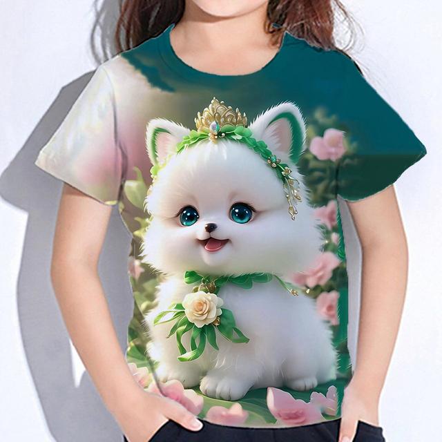 Cute Furry T-shirts Girl 3d Print Animals Kids Tops Autumn Korean Children's Clothing Child Tee Shirt  Fashion 23 Style