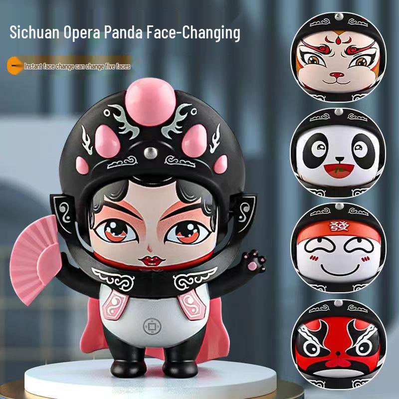Сычуаньская опера Кукла-панда с меняющимся лицом - Культурный сувенир Фигурка и Игрушка для снятия стресса