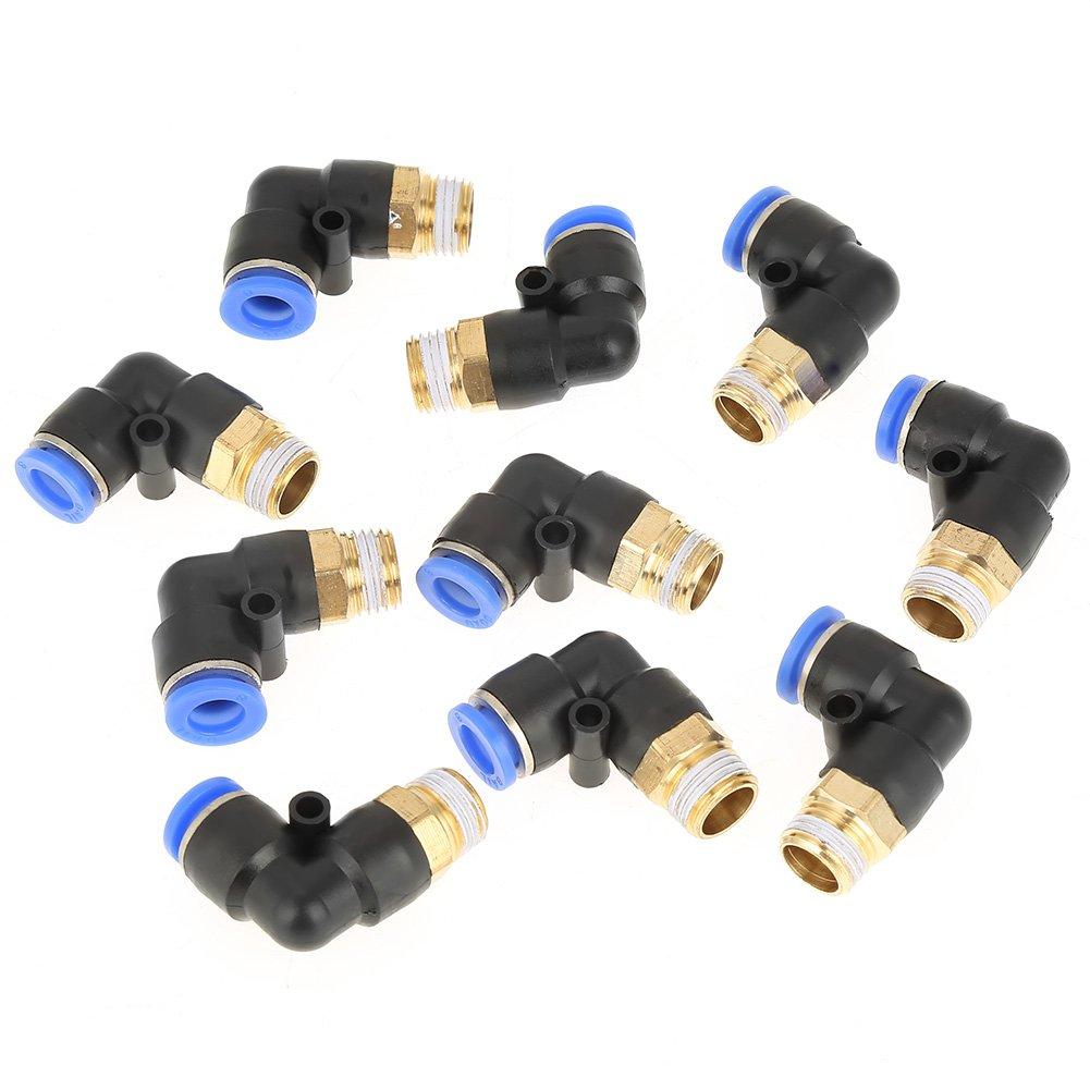 Akozon Pneumatic Quick Connectors, 10-Piece Set, 8mm Pneumatic Elbow Quick Connectors, Air Fitting Adapters, 8mm Diameter Thread G1/4