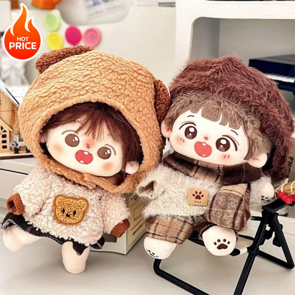 Handmade 10cm Doll Clothes Dress Headband Plush Dolls Outfit Toys Baby Doll's Accessories Cos Suit