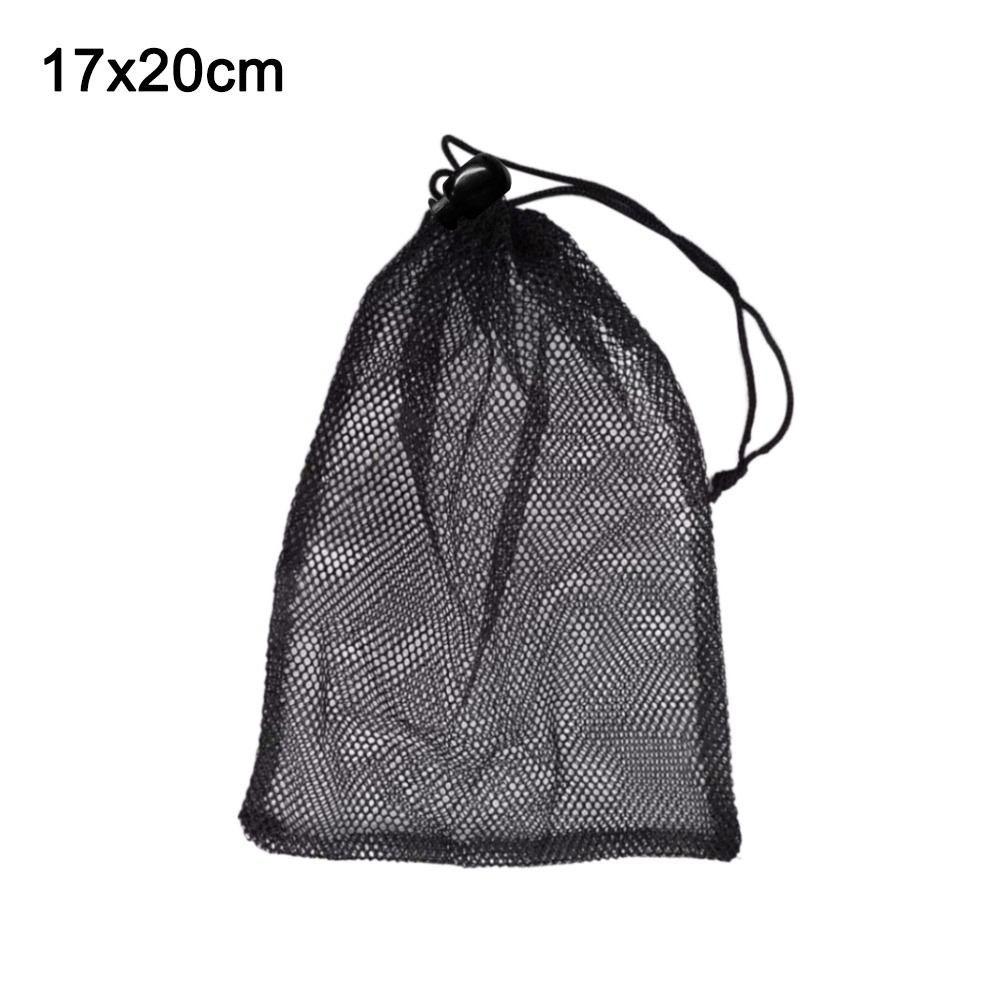 Black Laundry Bag Nylon Mesh Pouch Portable Drawstring Storage Pouch Bag