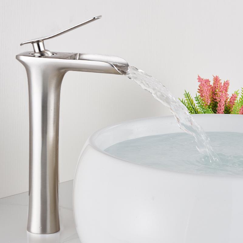 Белый хром Смесители для раковины Водопад Смеситель для ванной комнаты С одной ручкой Смеситель для раковины с горячей и холодной водой Раковина для ванны Водяной кран для ванной комнаты
