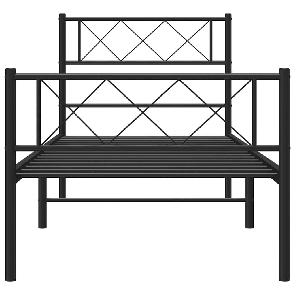 Vidaxl Metalowa Rama Łóżka Z Wezgłowiem I Zanóżkiem, Czarna, 100X200Cm