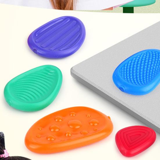 6Pcs/Set Kids Silicone Sensory Stone Toy Textured Worry Stone Concentration Aid Anxiety Stress Relieving