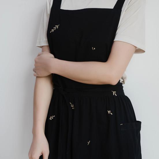 Фартук для готовки с крестообразной спинкой, дышащий, ретро, хлопковый, вышитый, нагрудный фартук для дома