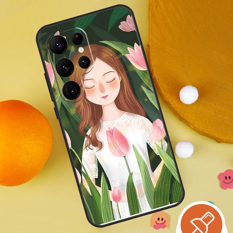 Tulip Flower Phone Case For Samsung Galaxy S25 Ultra S24 S22 S21 Ultra S9 S10 S20 Plus S23 FE Funda Cover