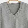Yousheng Женский вязаный жилет с V-образным вырезом без рукавов с ребристой отделкой Однотонный жилет Топы Осень Зима Свободный трикотаж