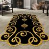 Черно-золотой нескользящий ковер с лазерной резкой, мягкий моющийся ковер, черно-золотой коврик с декоративным рисунком