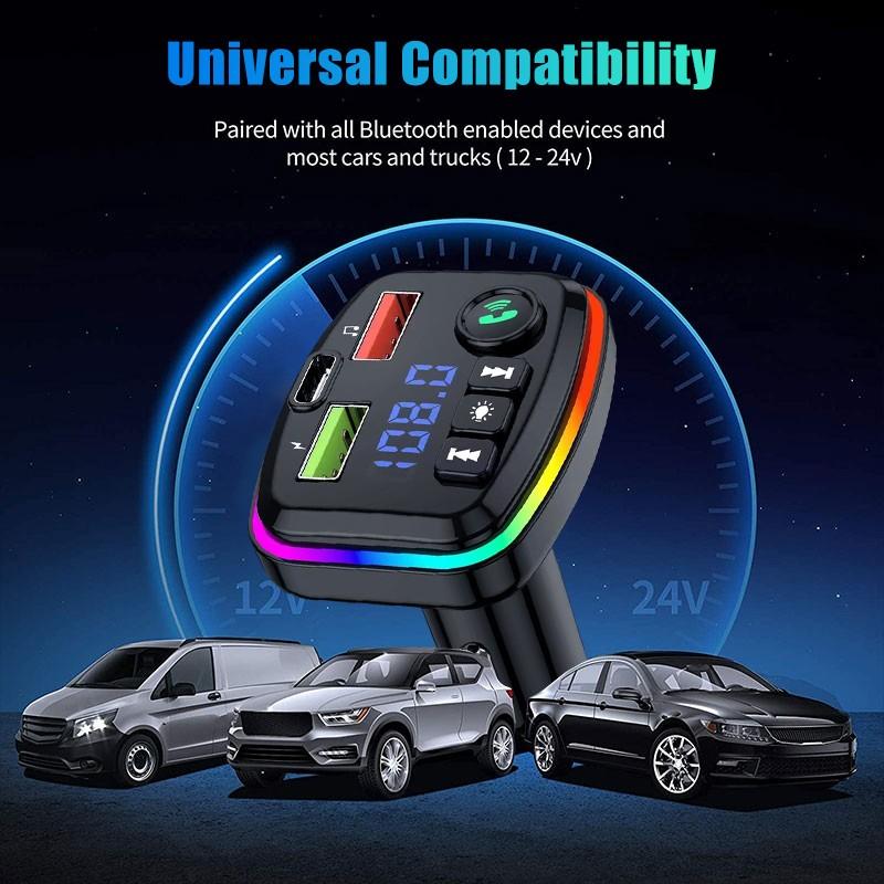 Bluetooth 5,0 FM-передатчик Атмосфера Свет Автомобильный MP3-плеер U-диск Музыкальный плеер Dual USB Автомобильный PD Быстрое зарядное устройство Громкая связь Приемник вызовов