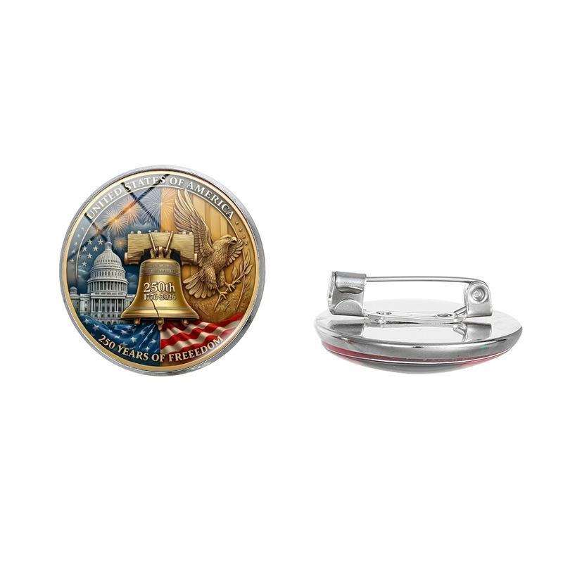 2026 American Independence 250th Brooch, Alloy Celebration Badge July 4th Decorative Pin