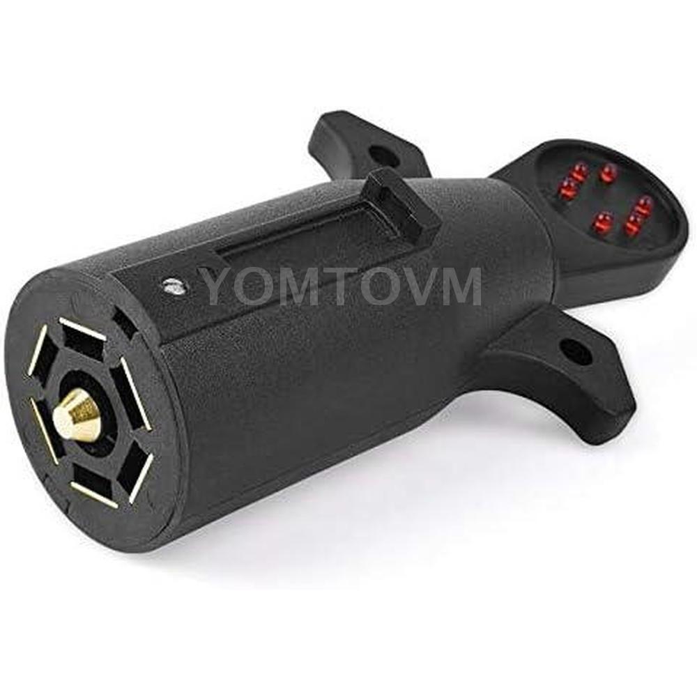 US RV Camper 7 Pin Connector Tester Trailer Truck 12V Black Turn Brake Light Circuit Signal Tester RV Plug Car Accessories