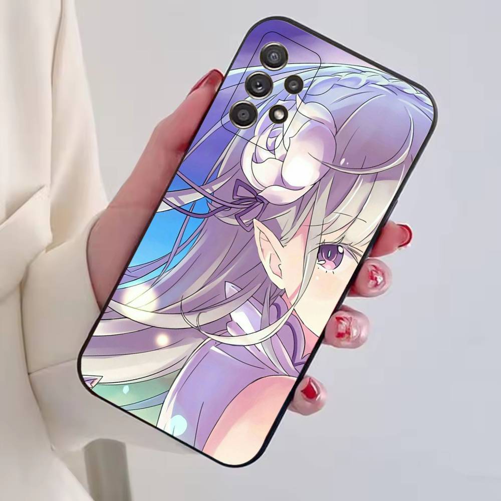 Аниме Милая Девочка RE:Чехол для телефона Zero Emilia для Samsung S25, S24, S21, S22, S23, S30, Ultra, S20, Plus, Fe, Lite, Note, 10, Черный