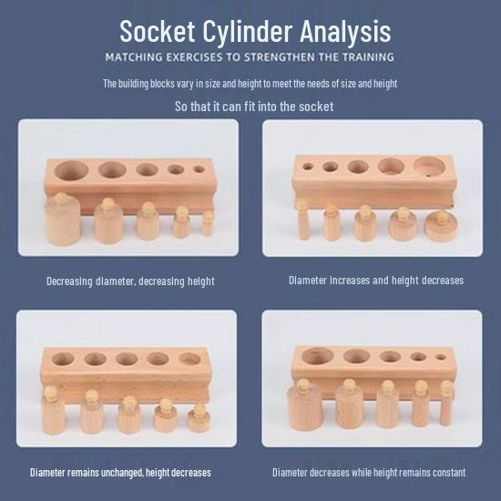 Монтессори деревянные цилиндрические гнезда развивающие игрушки для раннего детства и детского сада