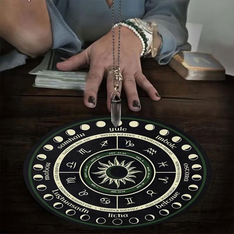 Metaphysical Message Board Mat Witchcraft Fortune Telling Altar Board Divinations Pendulum Board Round Dowsing Board