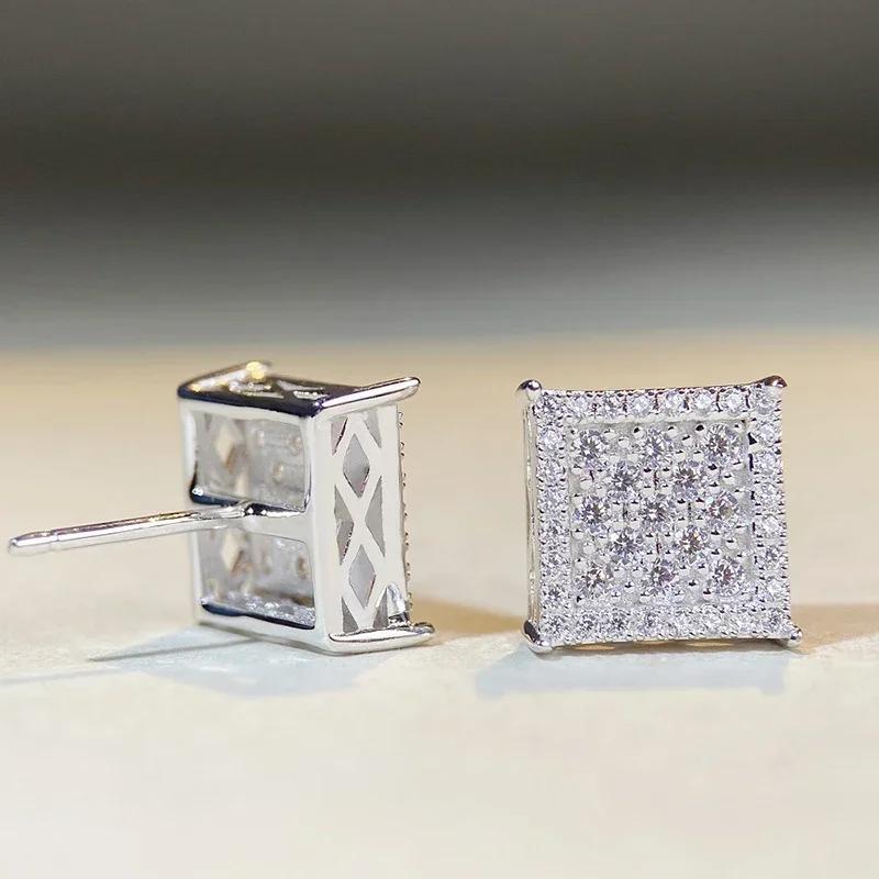 Huitan Модные квадратные серьги-гвоздики Женские стильные роскошные сверкающие повседневные циркониевые аксессуары с бриллиантовым кубическим цирконием