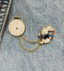 New Enamel Pin Alice Wonderland Bunny Clock Cute Metal Connector Gift Birthday 1pc