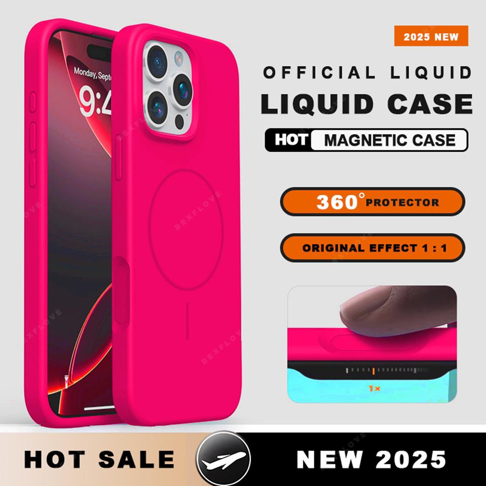 Magnetic Phone Case For iPhone 15 14 16 Plus 16E 11 12 13 16 Pro Max Magsafe Liquid Silicone Official Charging Protector Cover