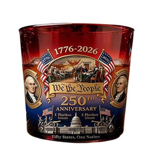 Америка 250-летие Стеклянный Стакан для Виски We The People Стакан для Крепких Напитков Бурбон Стакан для Коктейлей Патриотический Подарок на День Отца или Ветеранам